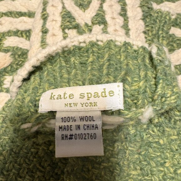 Rare Kate Spade Scarf and Mitten Set Green & Cream - Picture 5 of 5